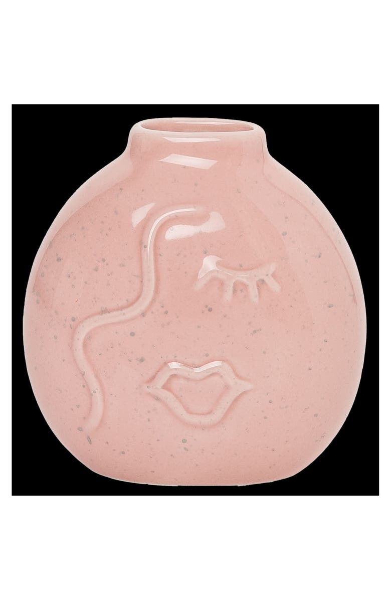 Totalee Gift Pink Face Flat Vase Ceramic Pink, Main, color, 