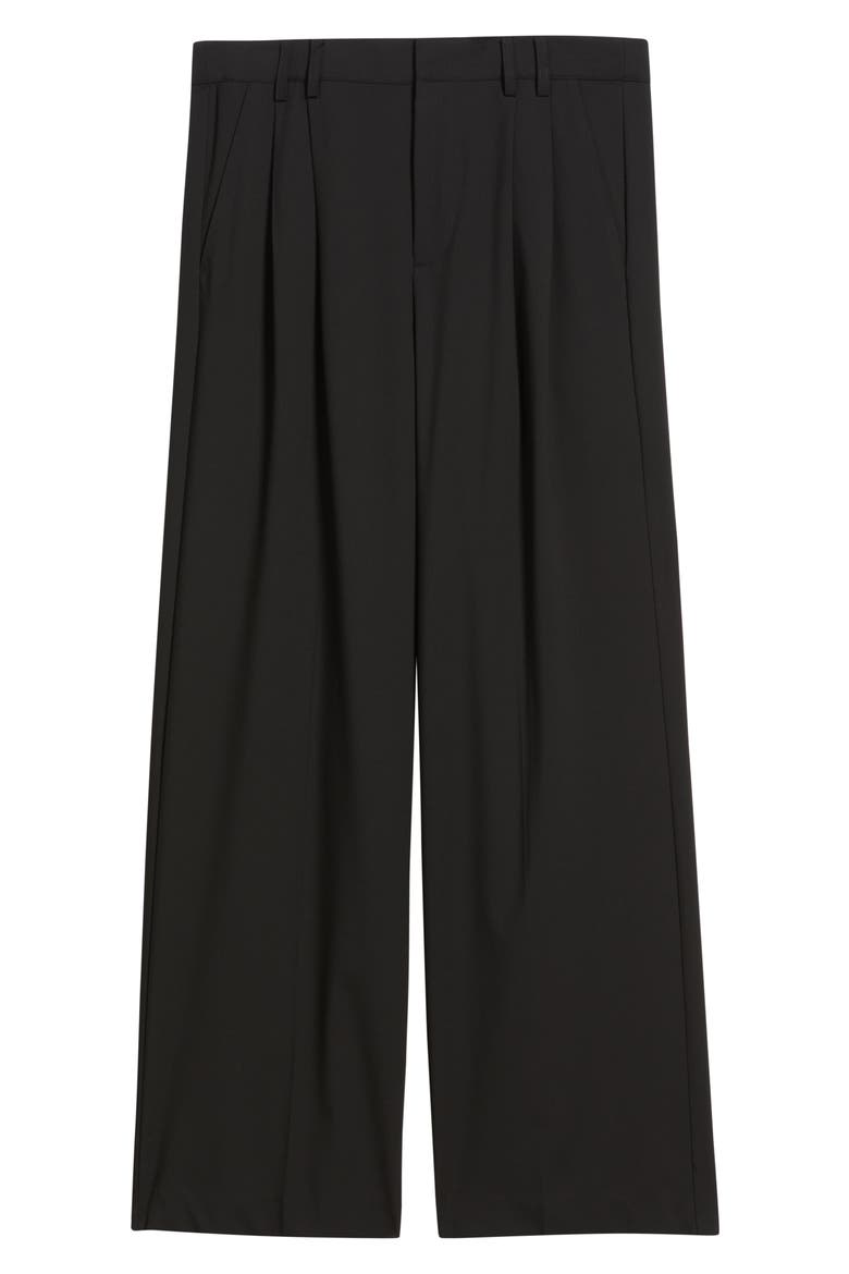 Eco Pleated Wide Leg Trousers, Alternate, color, BLACK