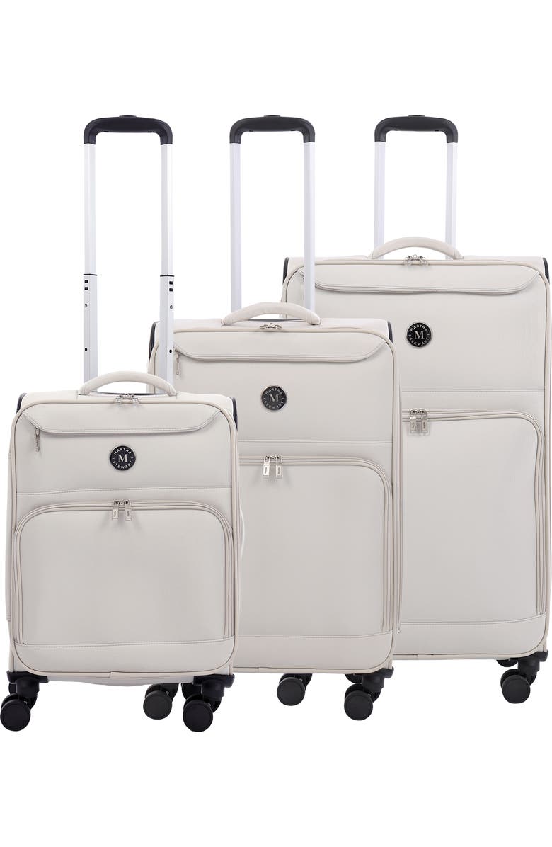 MARTHA STEWART 3-Piece Softside Luggage Set - 22" Carry-On, 27" Medium, 31" Large - 8 Spinner Wheels, Expandable Softshell, Alternate, color, Light Grey