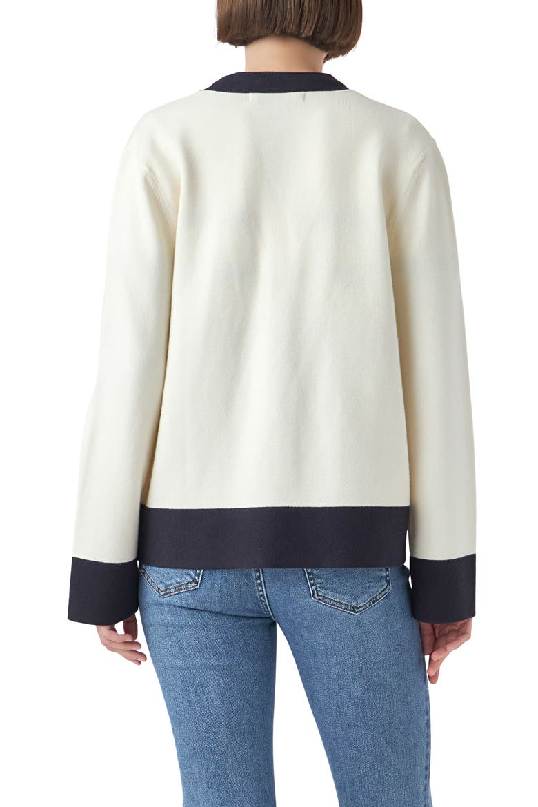 Contrast Cardigan, Alternate, color, IVORY/ NAVY