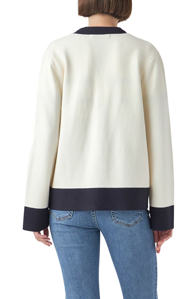 English Factory Contrast Cardigan, Alternate, color, 