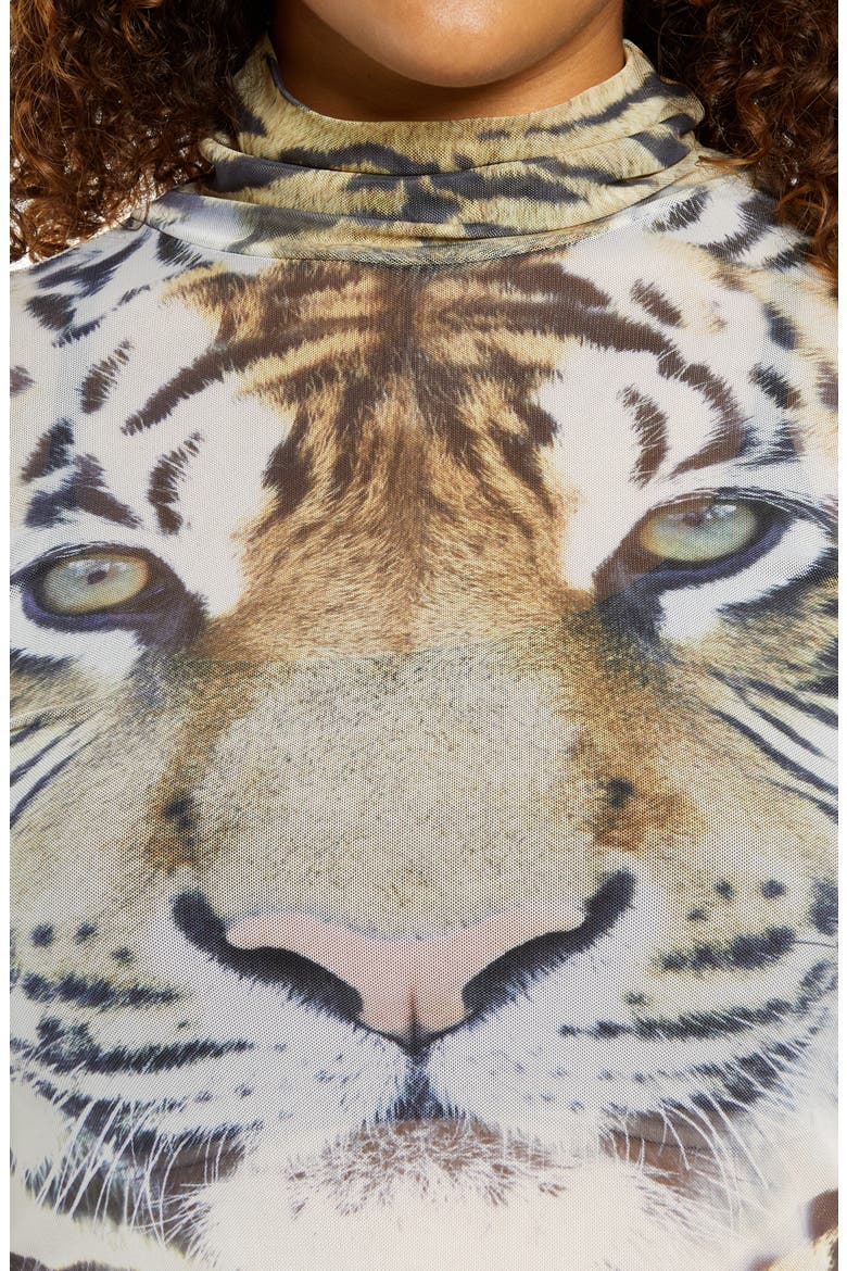 Zadie Semi Sheer Turtleneck, Alternate, color, WILD TIGER