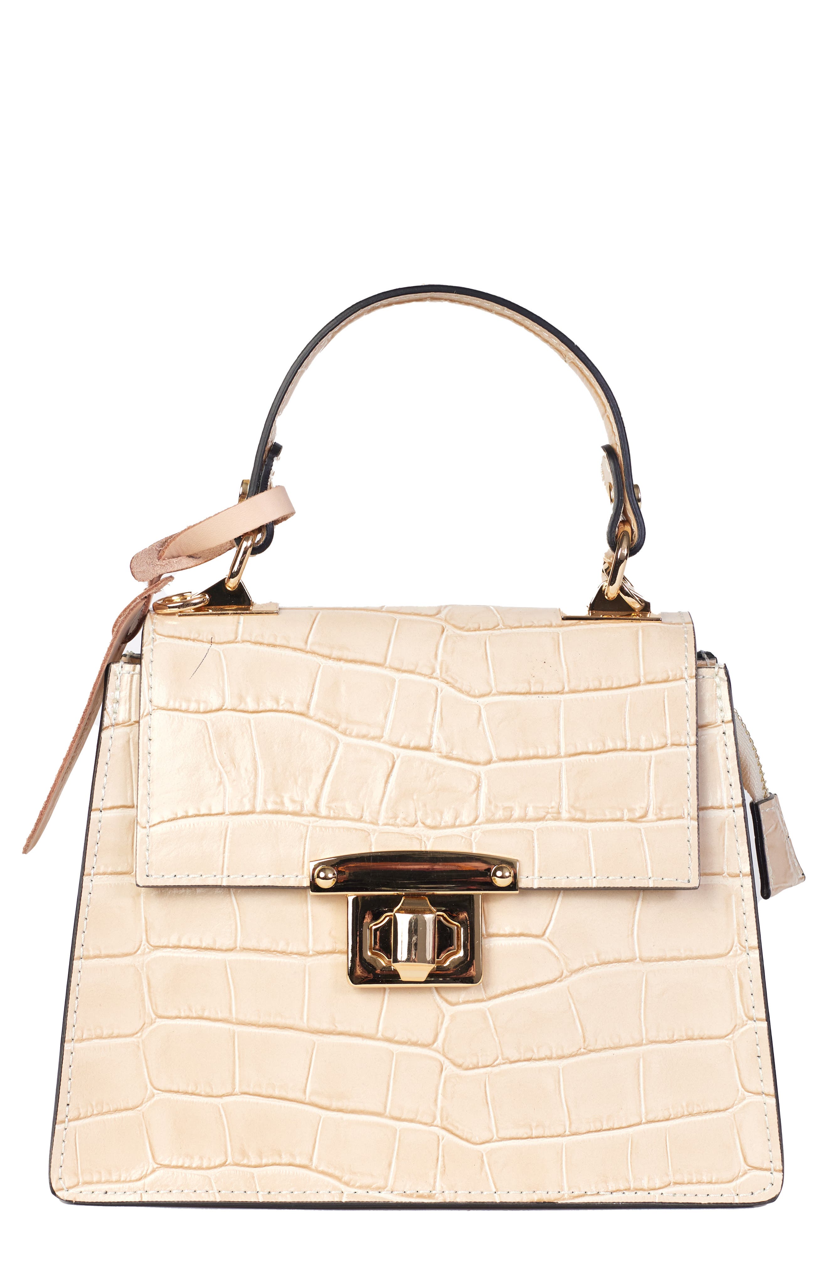 Persaman New York Croco Embossed Top Handle Bag