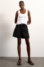 Topshop Editor Relaxed Mid Thigh Denim Shorts