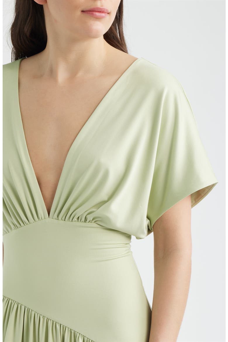 Plunge Neck Side Slit Gown, Alternate, color, SAGE
