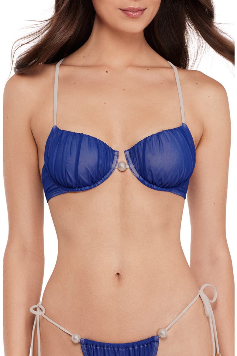 Faux Pearl Underwire Bikini Top, Main, color, MIDNIGHT
