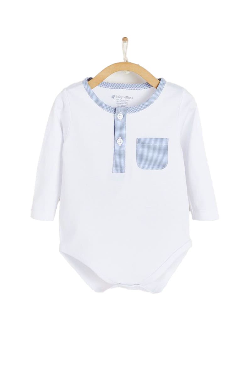 Babycottons Premium Peruvian Pima Cotton Dan Henley Bodysuit For Infant, Main, color,