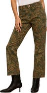 Sanctuary Cadence '90s Paisley High Waist Raw Hem Crop Straight Leg Jeans