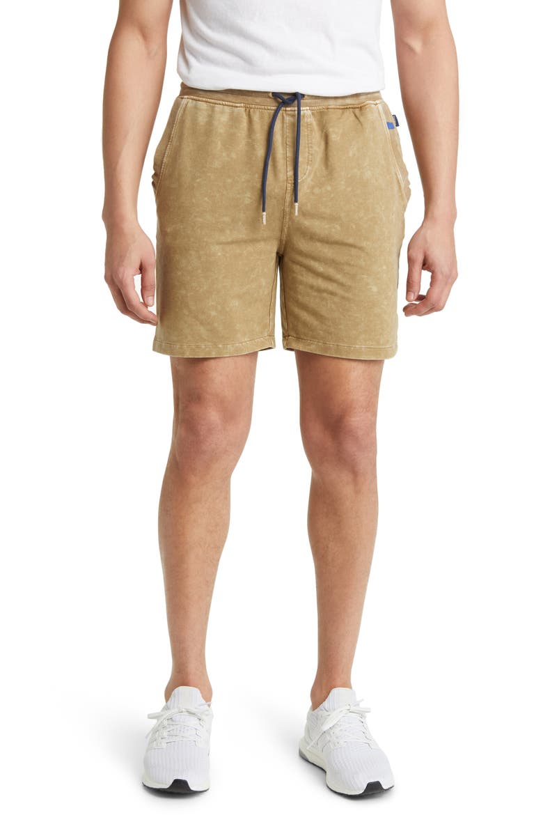 Acid Wash Fleece Drawstring Shorts, Main, color, GREEN
