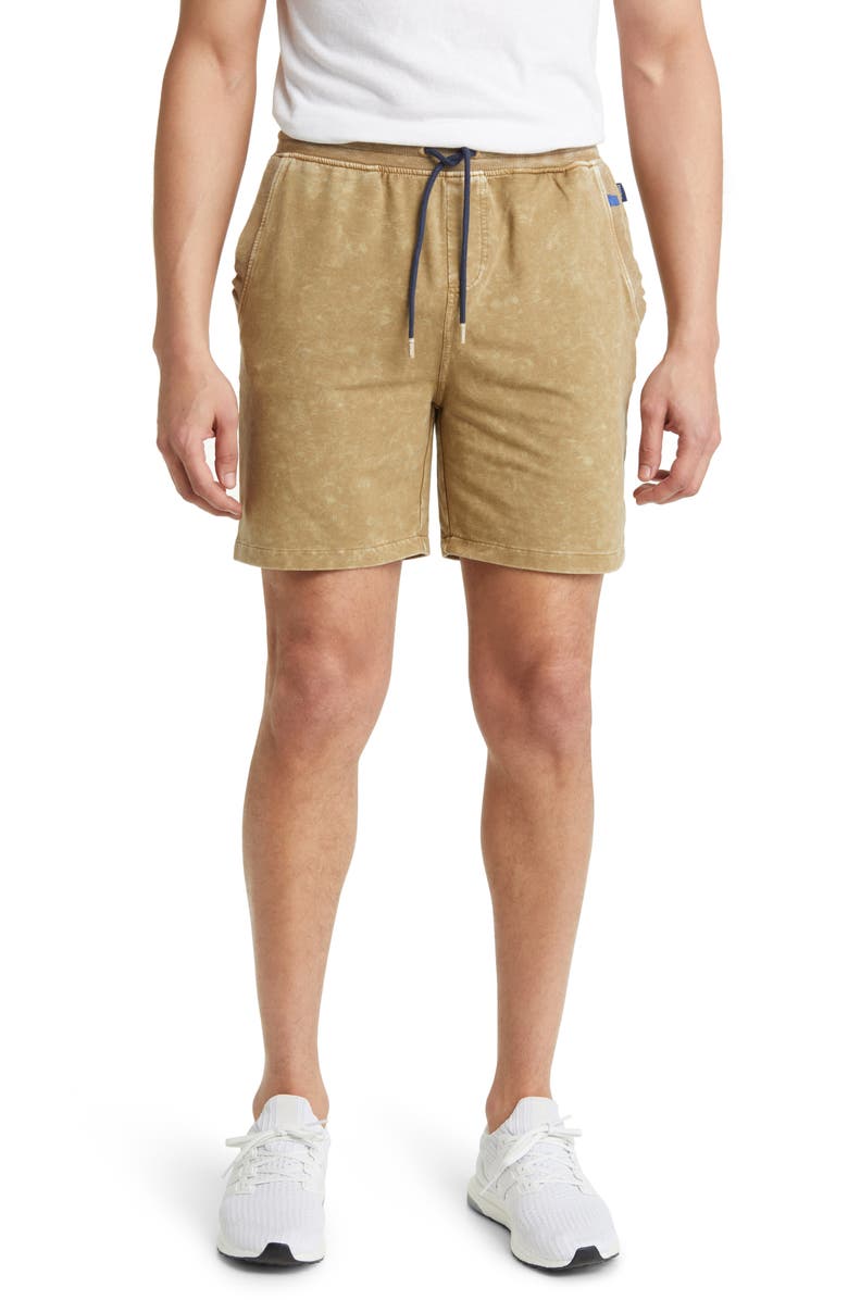 Stone Rose Acid Wash Fleece Drawstring Shorts, Main, color, Green