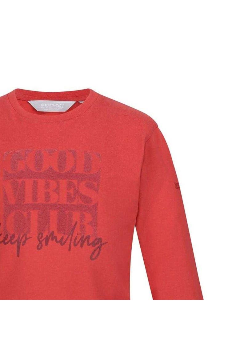 Childrens/Kids Great Outdoors Lettering Long-Sleeved T-Shirt, Alternate, color, Mineral Red