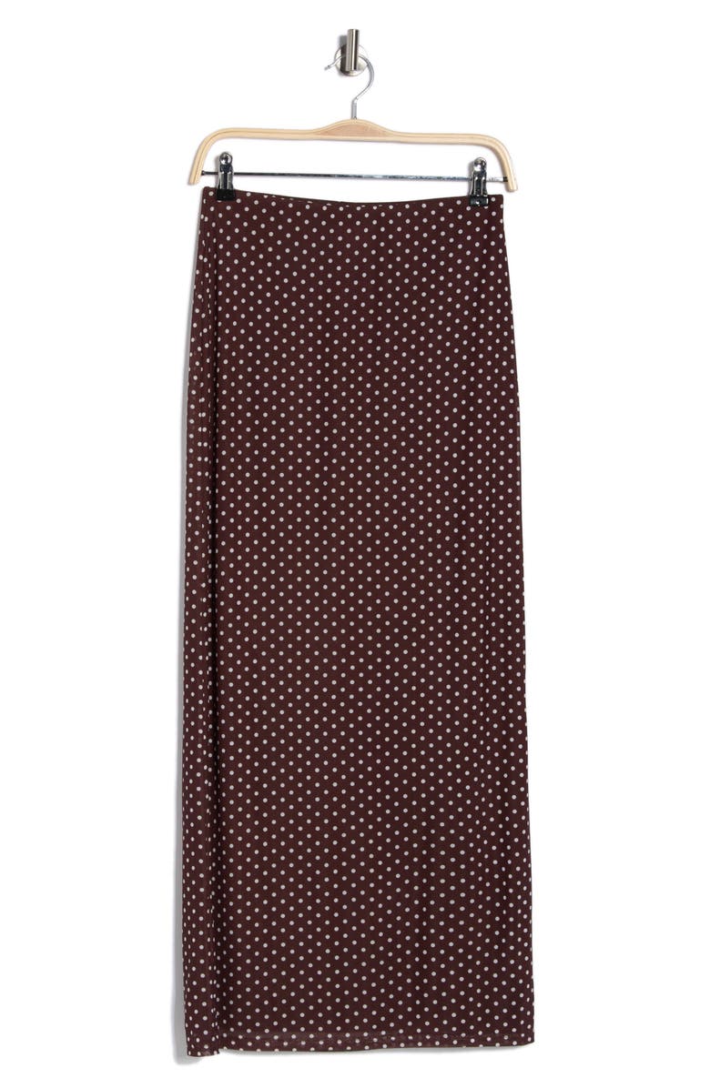 Leith Mesh Maxi Skirt, Alternate, color, Brown- White Editor Dot