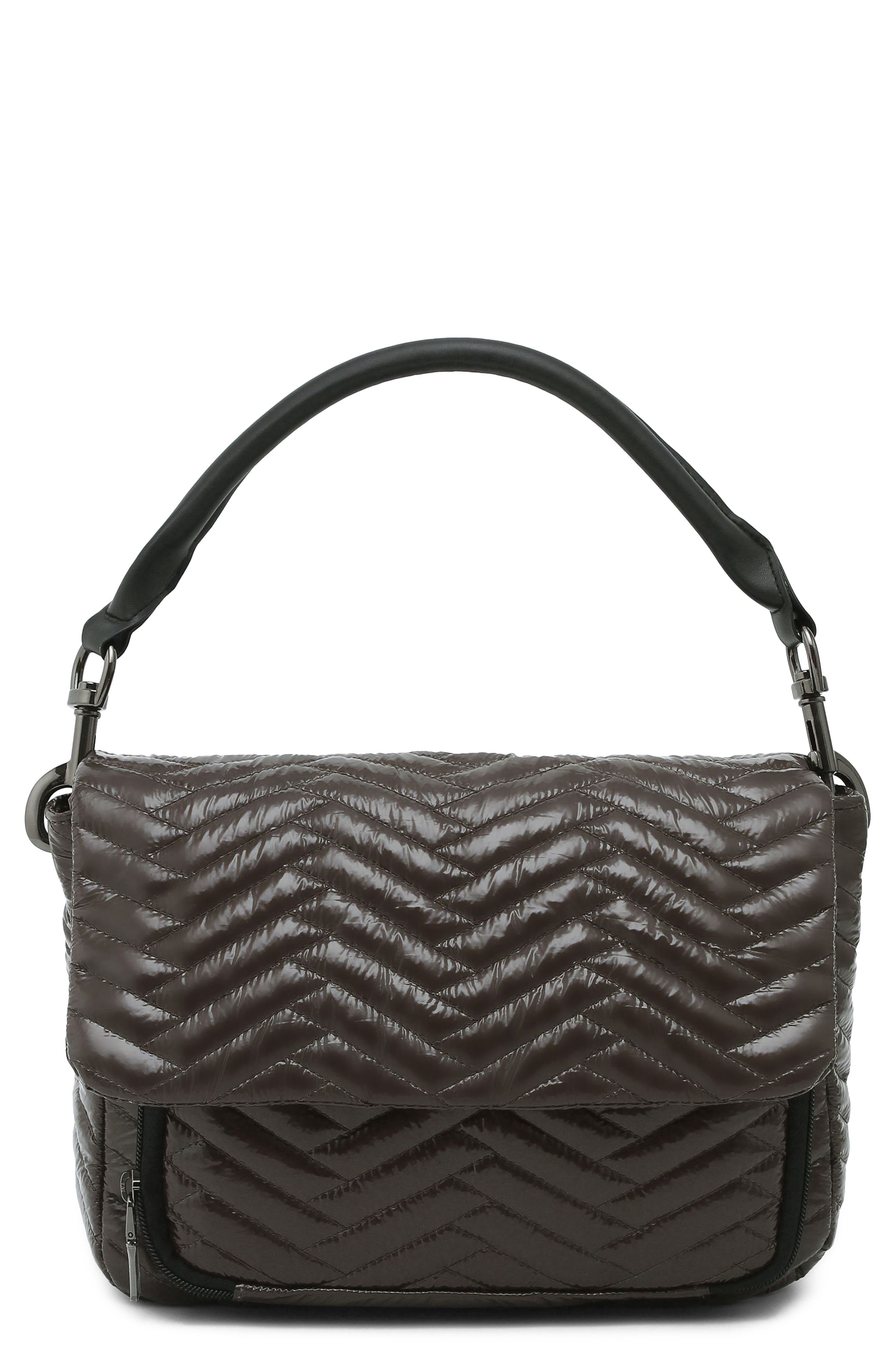 The Muse Moto Quilted Shoulder Bag, Main, color, GLOSSY CHOCOLATE