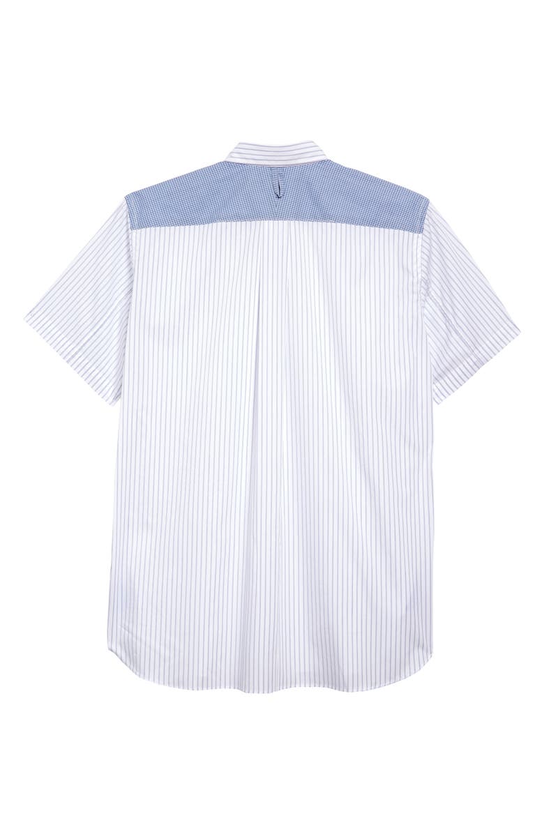 Junya Watanabe Contrast Stripe End on End Button-Up Shirt, Alternate, color,