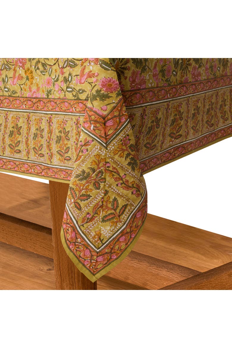 Damaris Tablecloth, Alternate, color, Pink, Mustard 59" x 86"
