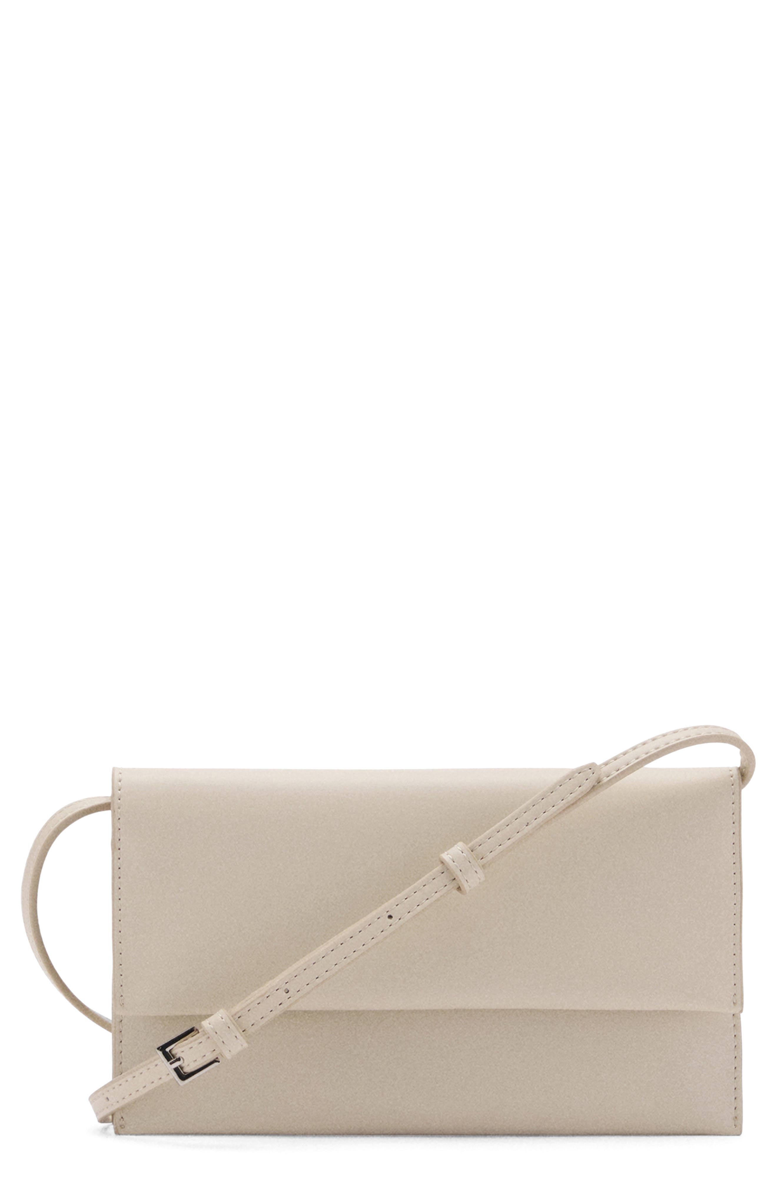 MANGO Faux Leather Crossbody Bag, Main, color, Off White