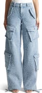 Manière De Voir Anne High Waisted Boucle Denim Cargo Pants