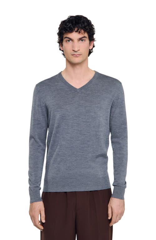Sandro Fine Wool Sweater In Gray