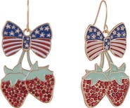 Hallmark Strawberry and American Flag Bow Earring
