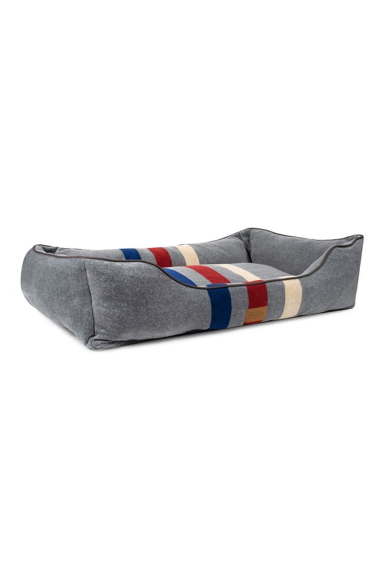 Fleece Kuddler Dog Bed, Alternate, color, CABIN STRIPE GRAY