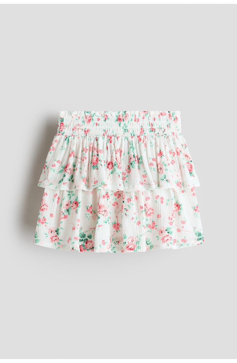 H&M Tiered Viscose Skirt, Main, color, White/Floral
