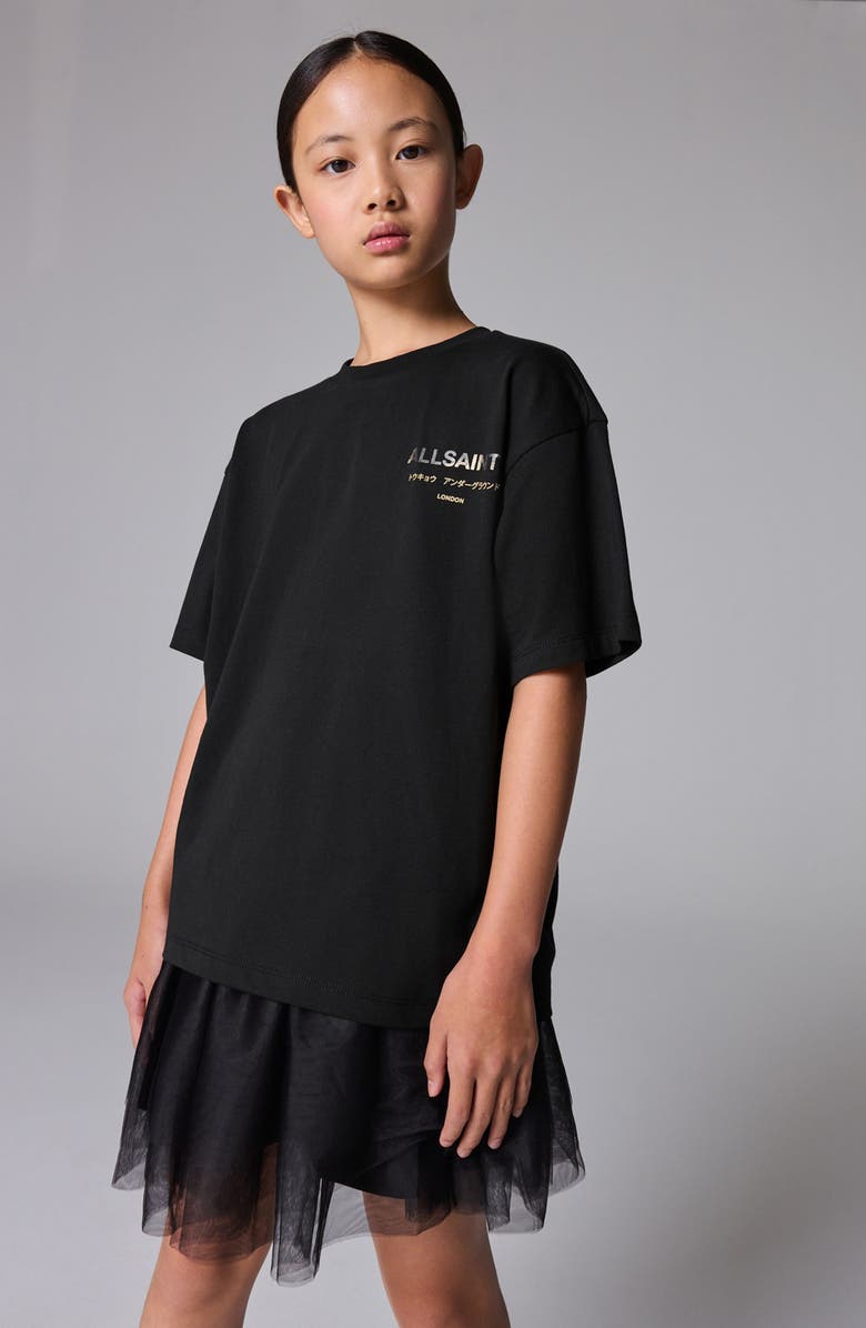 smALLSAINTS by ALLSAINTS Kids' Metallic Logo Cotton Graphic T-Shirt, Alternate, color, 