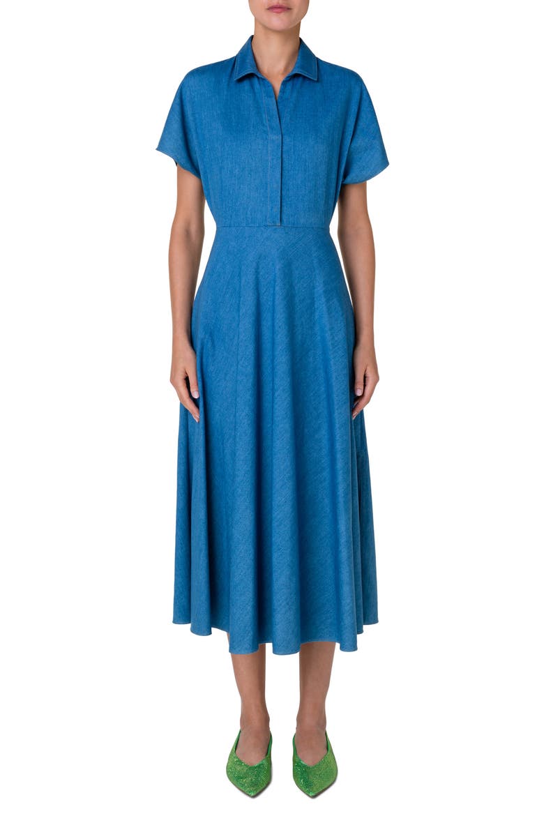 Cutout Denim Dress, Main, color, MEDIUM BLUE DENIM