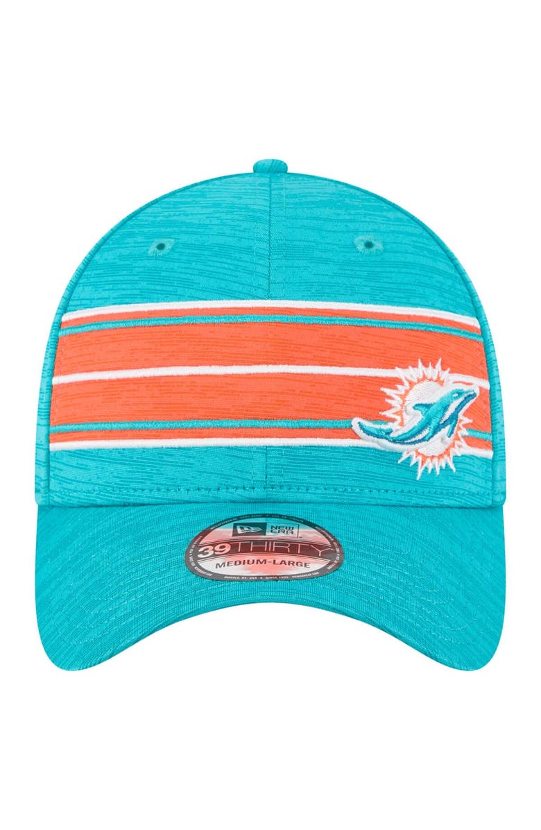 New Era Men's New Era Aqua Miami Dolphins Stripes 39THIRTY Flex Hat, Alternate, color, Aqua