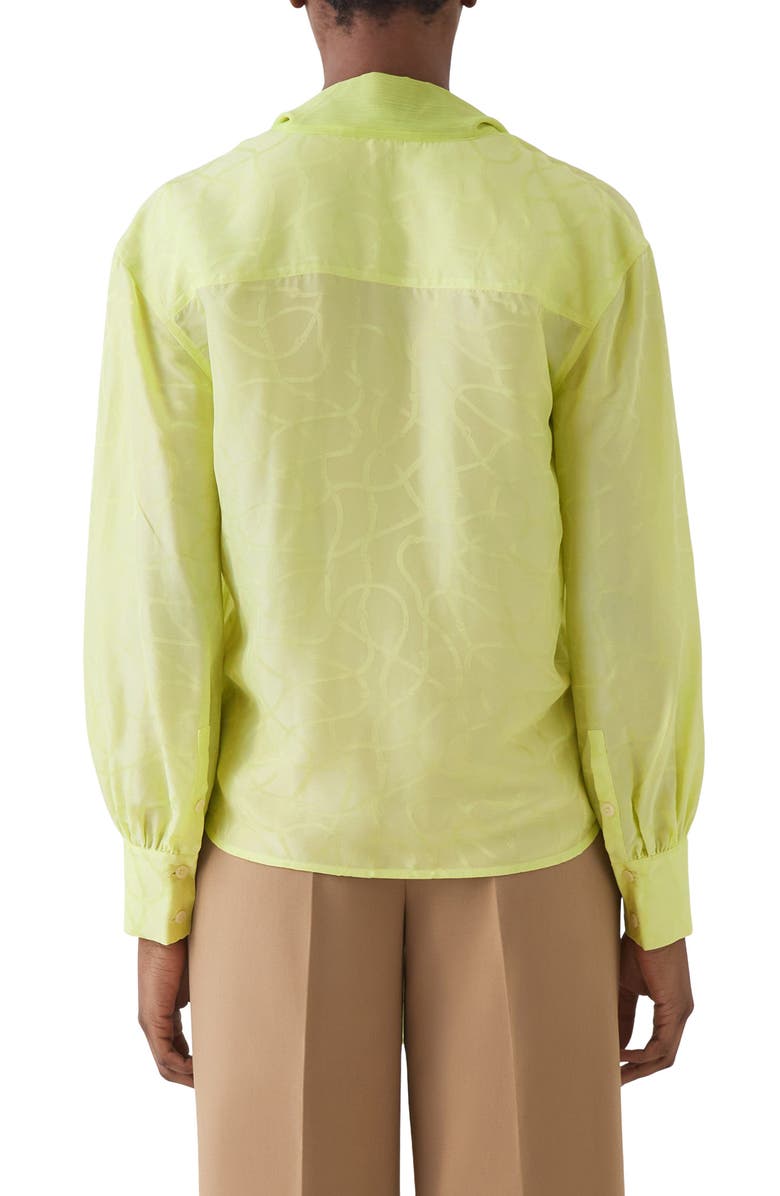 LK Bennett Maggie Tie Neck Top, Alternate, color, Lime