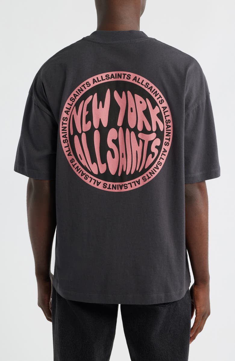 AllSaints New York Cotton Graphic T-Shirt, Alternate, color, Washed Black