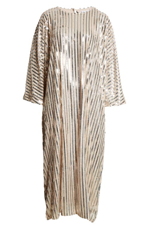 La Vie Style House Sequin Stripe Maxi Dress In Silver