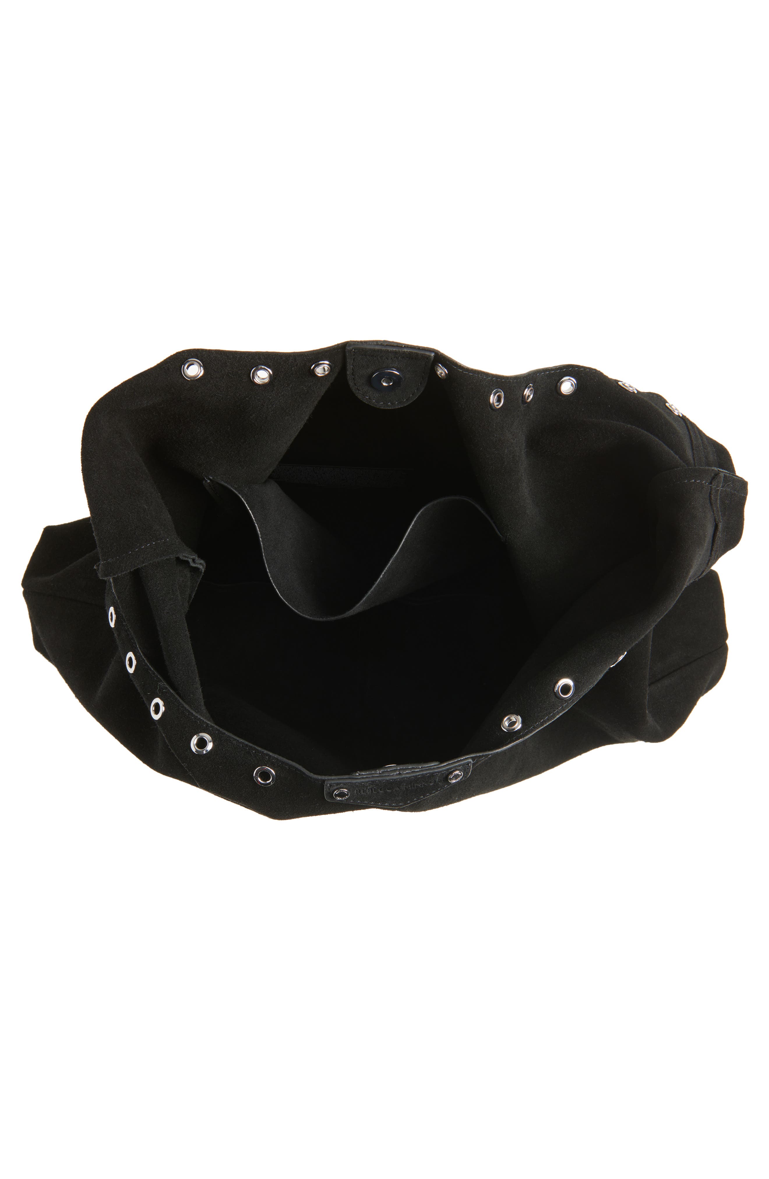 Rebecca Minkoff Industry Suede Slouchy Hobo Bag, Alternate, color, Black