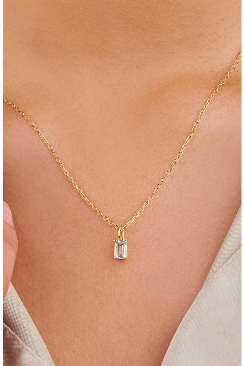 Birthstone Necklace, Alternate, color, Aquamarine/March