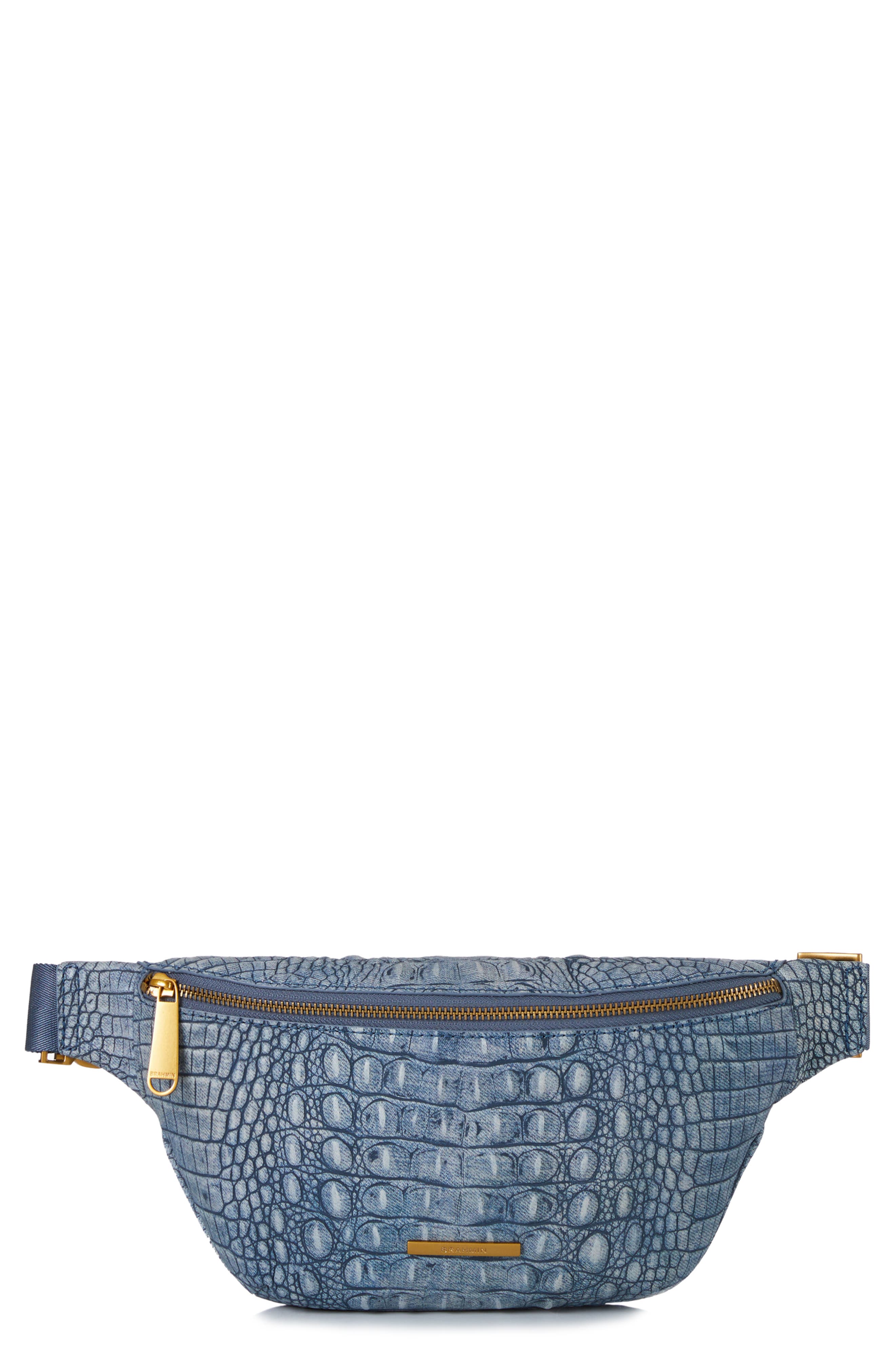 Brahmin Harker Croc Embossed Leather Belt Bag, Main, color, 