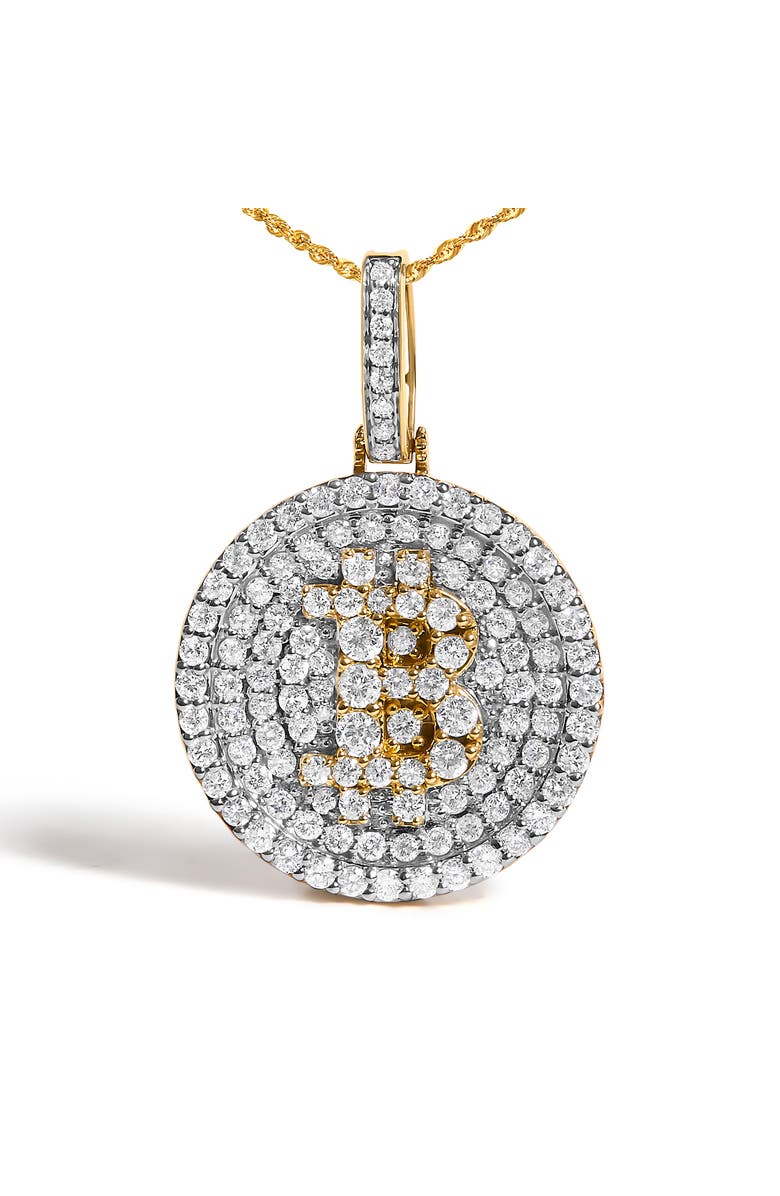 Haus of Brilliance 10K Yellow Gold 2-1/3 Cttw Diamond Bitcoin Letter B Pendant Necklace, Alternate, color, Yellow Gold