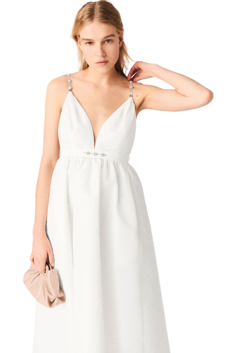 Jewelled taffeta maxi dress, Alternate, color, White