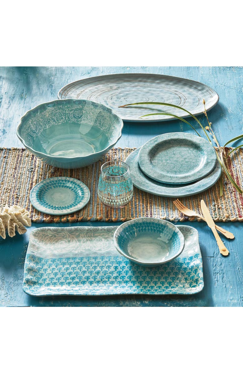 tag Neela Aqua Blue Melamine Salad Plates Set of Four Dishwasher Safe, Alternate, color, Blue