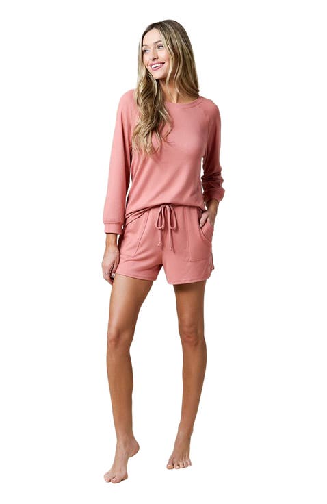 Dream 3/4 Sleeve Boatneck Top with Shorts Set