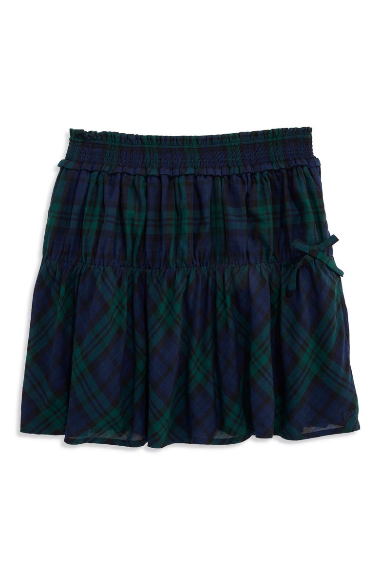 Kids' Gemma Bow Skirt, Main, color, JET BLACK BLACKWATCH