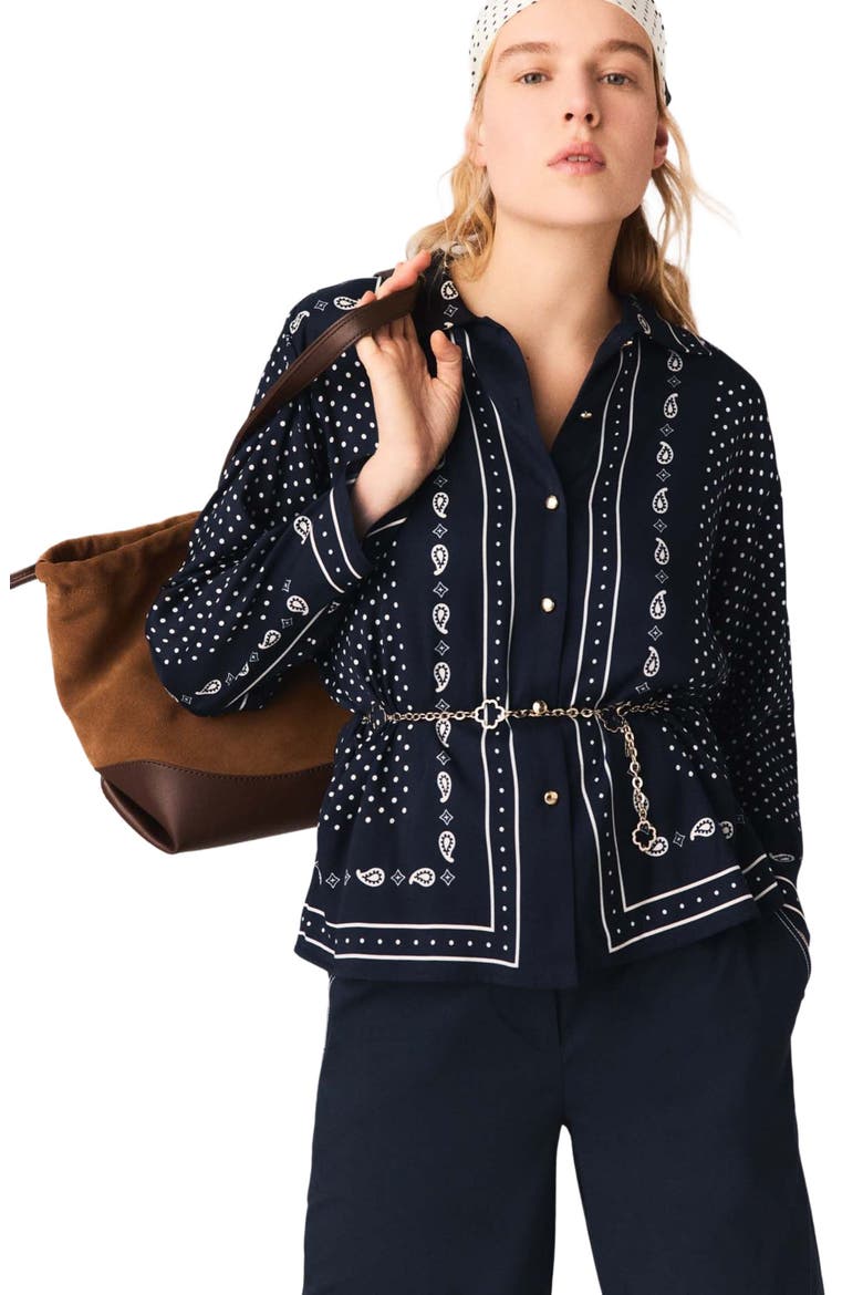 Flowing printed shirt, Alternate, color, Navy dot bandana print