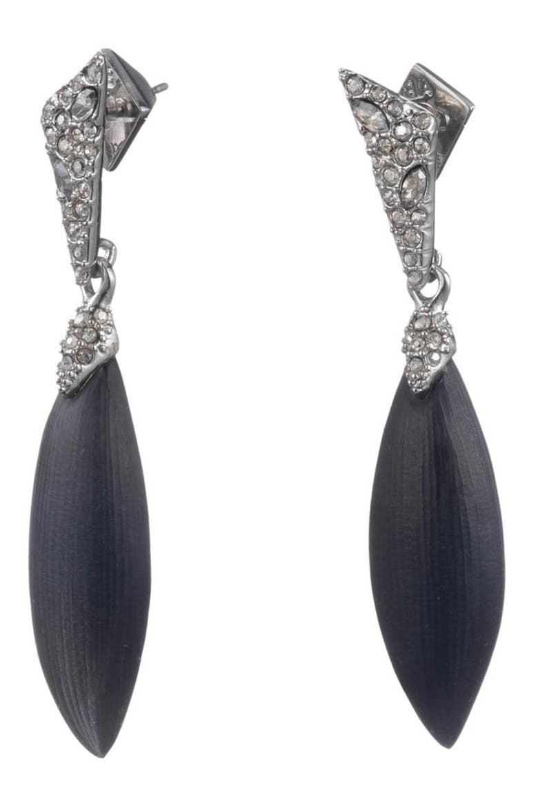 Crystal Encrusted Drop Earrings, Alternate, color, BLACK