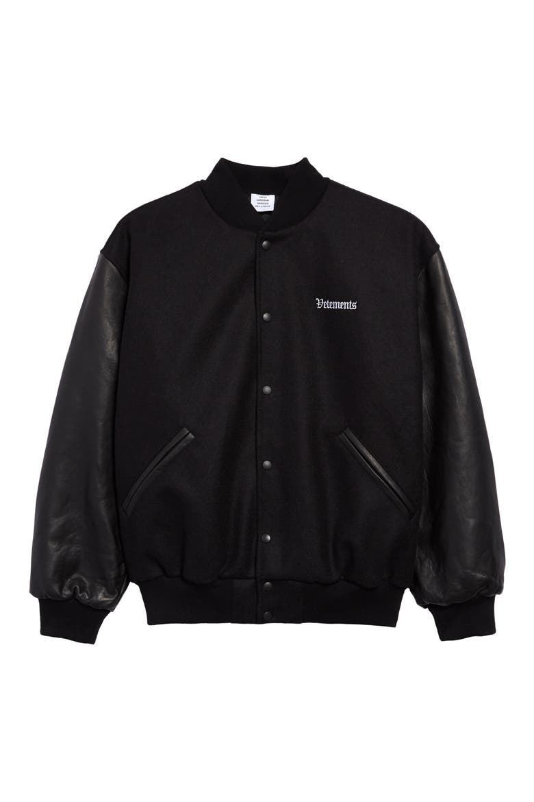 College Bomber Jacket, Alternate, color, BLACK