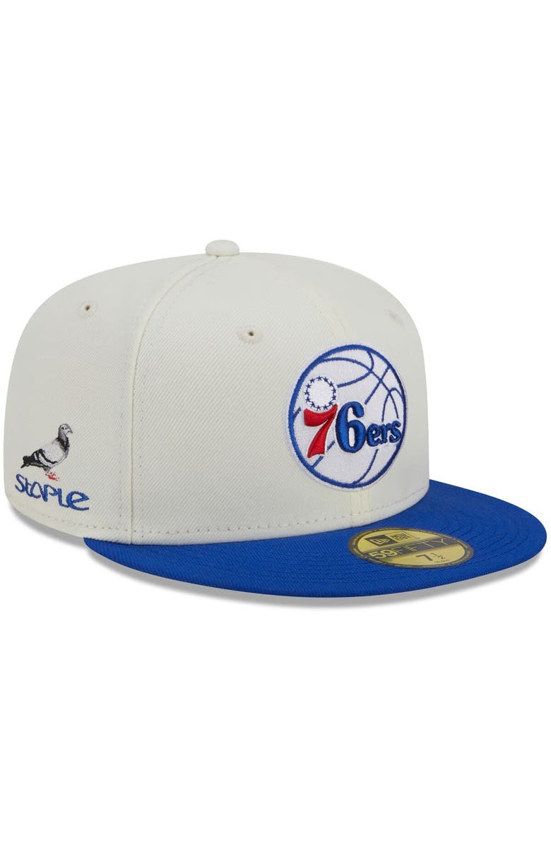 New Era x Staple Men's New Era x Staple  Cream/Royal Philadelphia 76ers NBA x Staple Two-Tone 59FIFTY Fitted Hat, Alternate, color, 