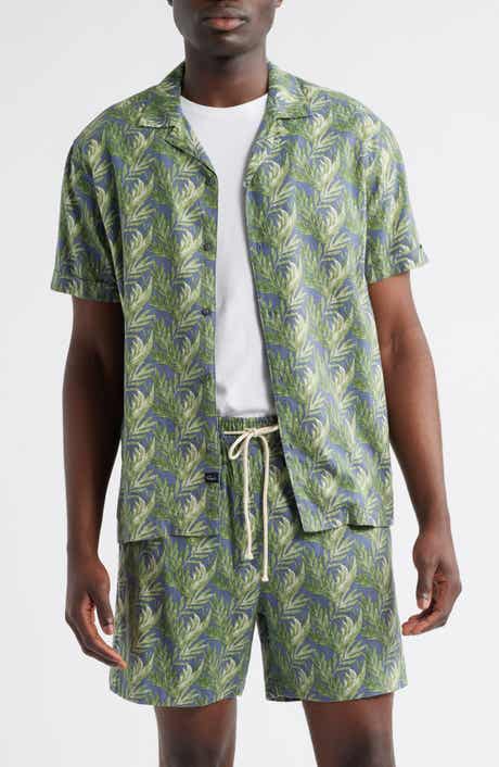 Rails Atlas Seaweed Print Linen Blend Camp Shirt