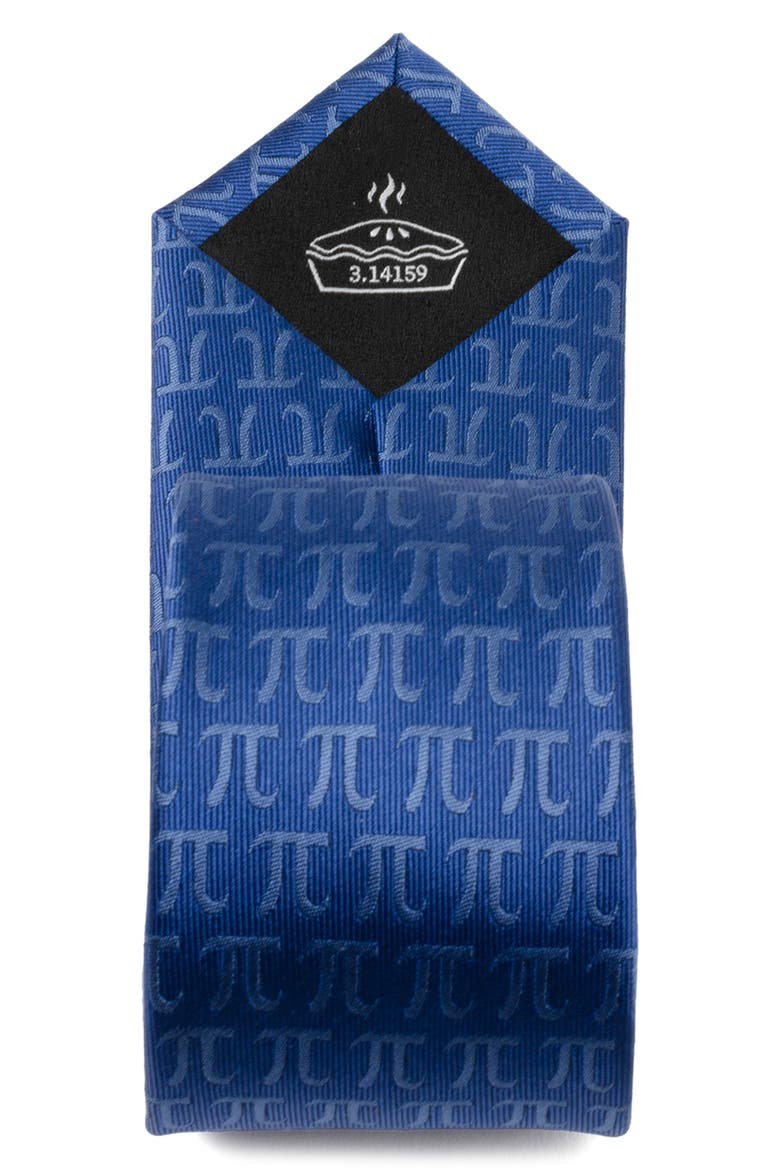 Pi Mathematics Symbol Hidden Message Silk Blend Tie, Alternate, color, BLUE