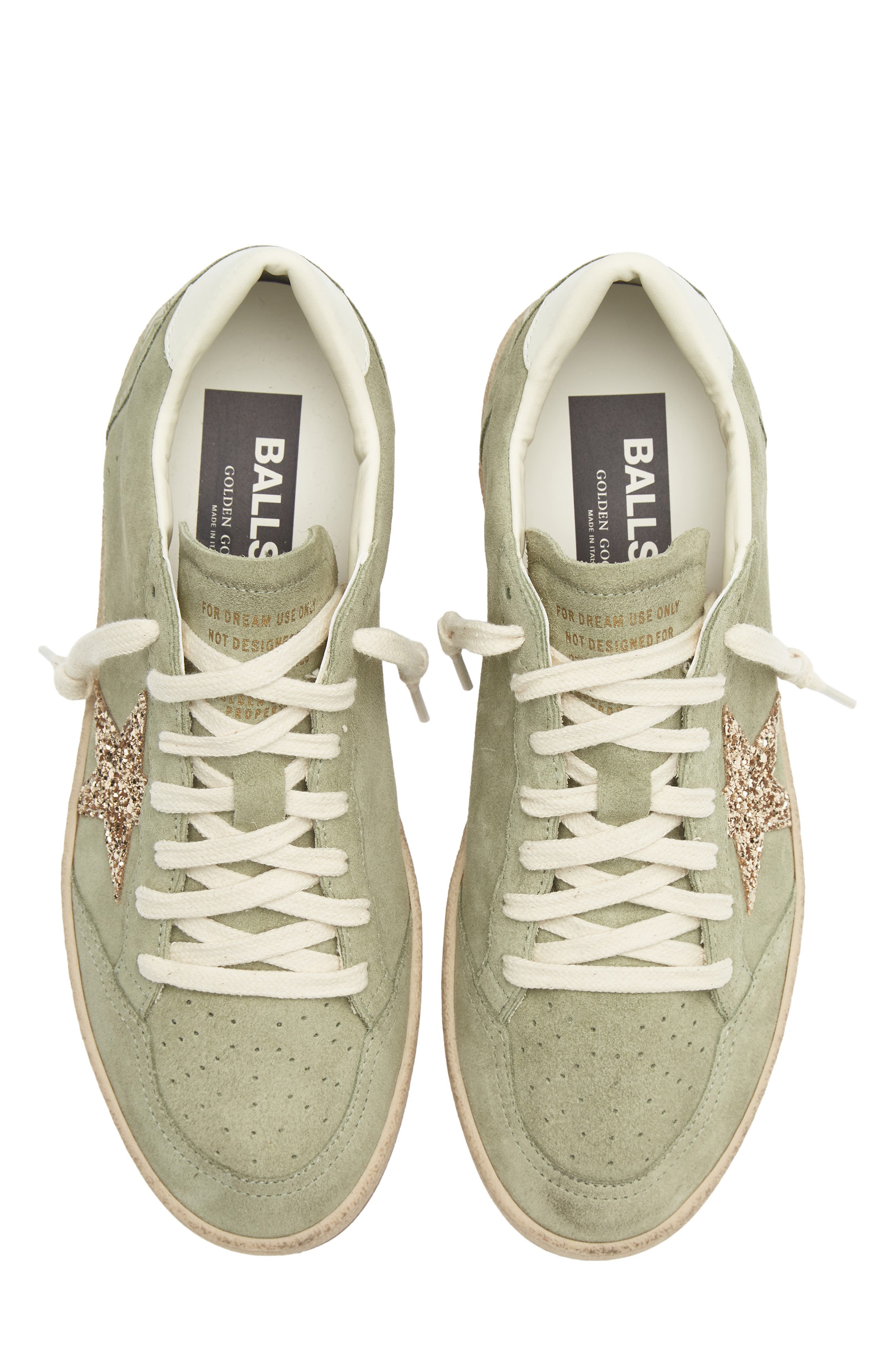 Ball Star Glitter Low Top Sneaker, Alternate, color, SAGE/ GOLD/ CREAM