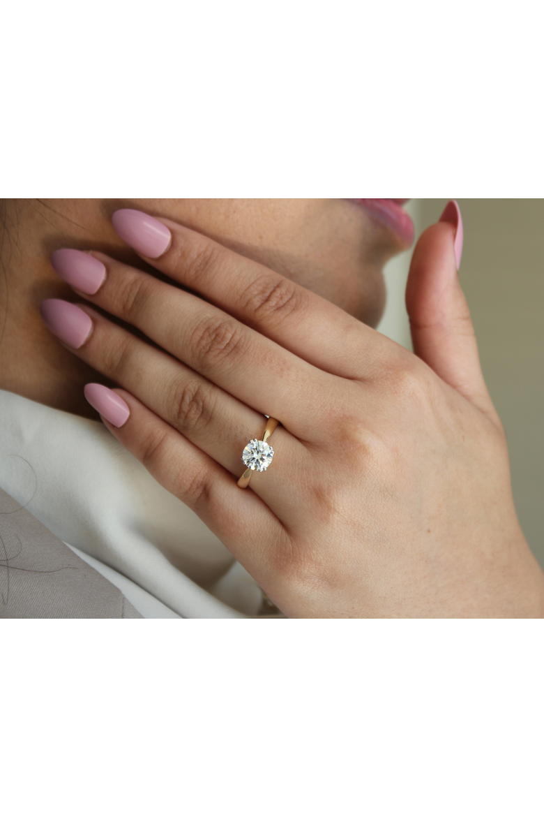 Velora 14K Gold Round Lab Grown Diamond Solitaire Ring - 1.5 Ct, Alternate, color, 14K Yellow Gold