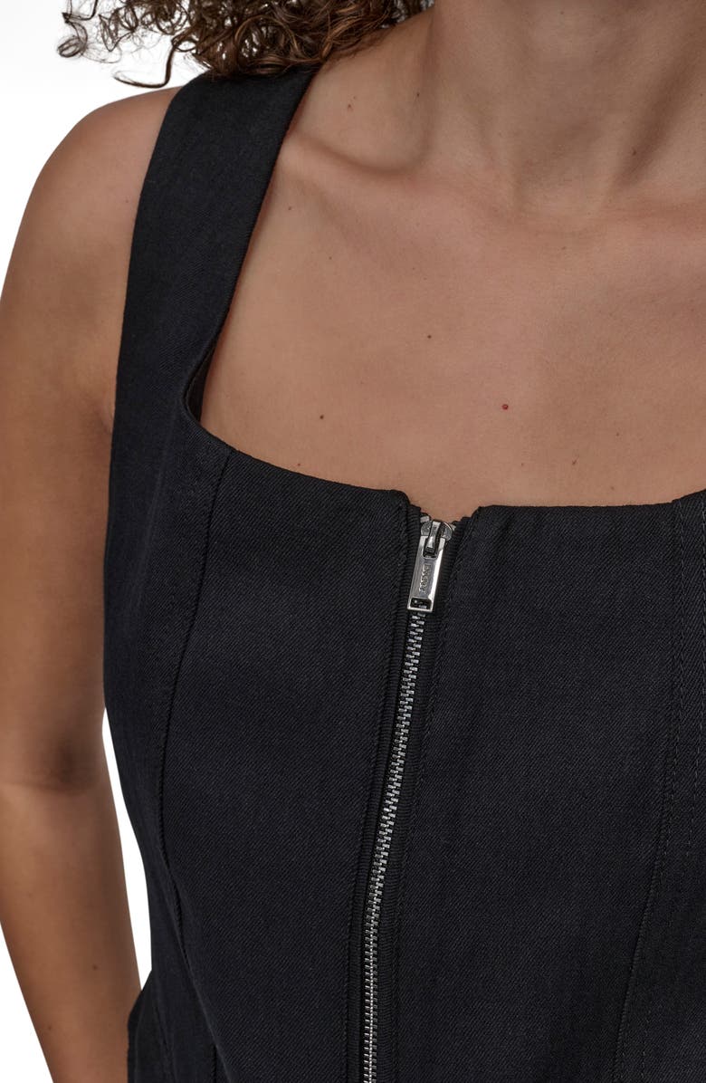 DKNY Zip Front Twill Sleeveless Top, Alternate, color,