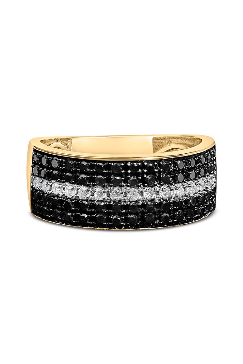 Men's 10K Yellow Gold 1.00 ctw White and Black Diamond Cluster Ring, Main, color, Yellow Gold