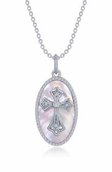 Mother of Pearl Cross Pendant Necklace